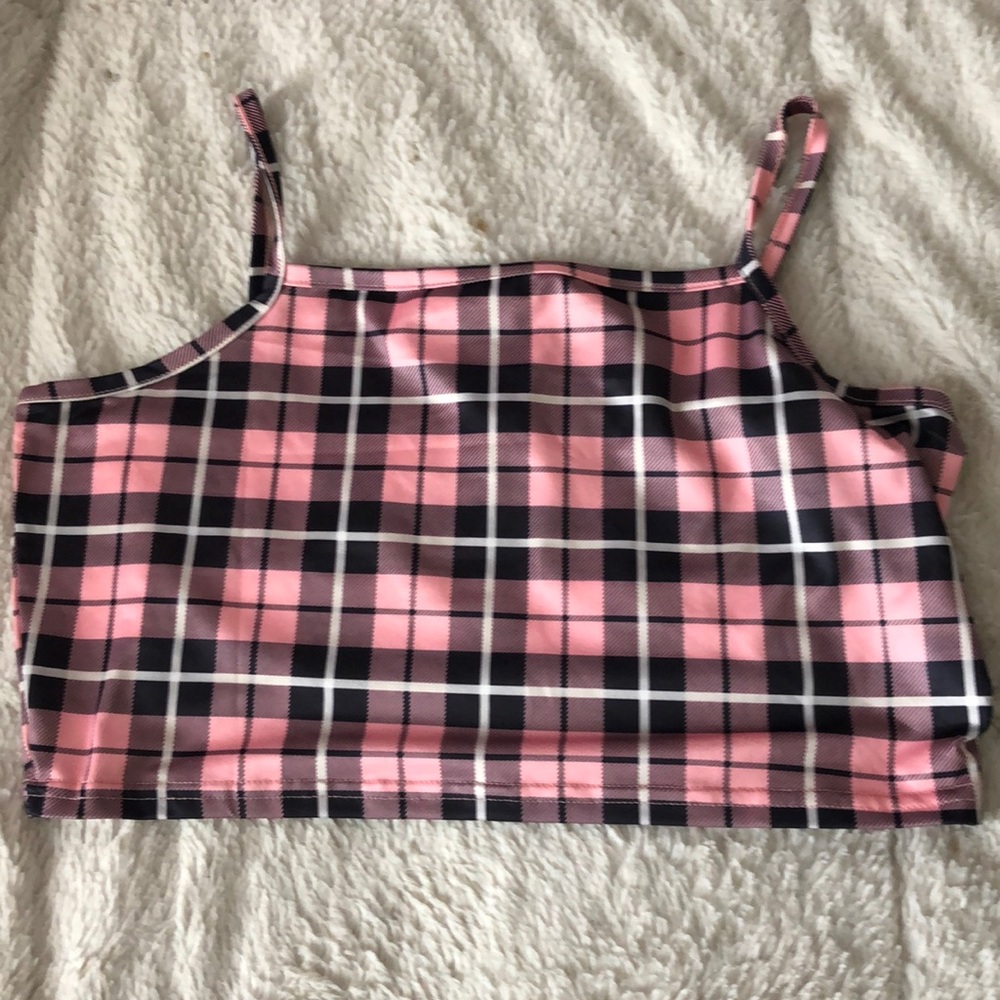 plaid crop cami